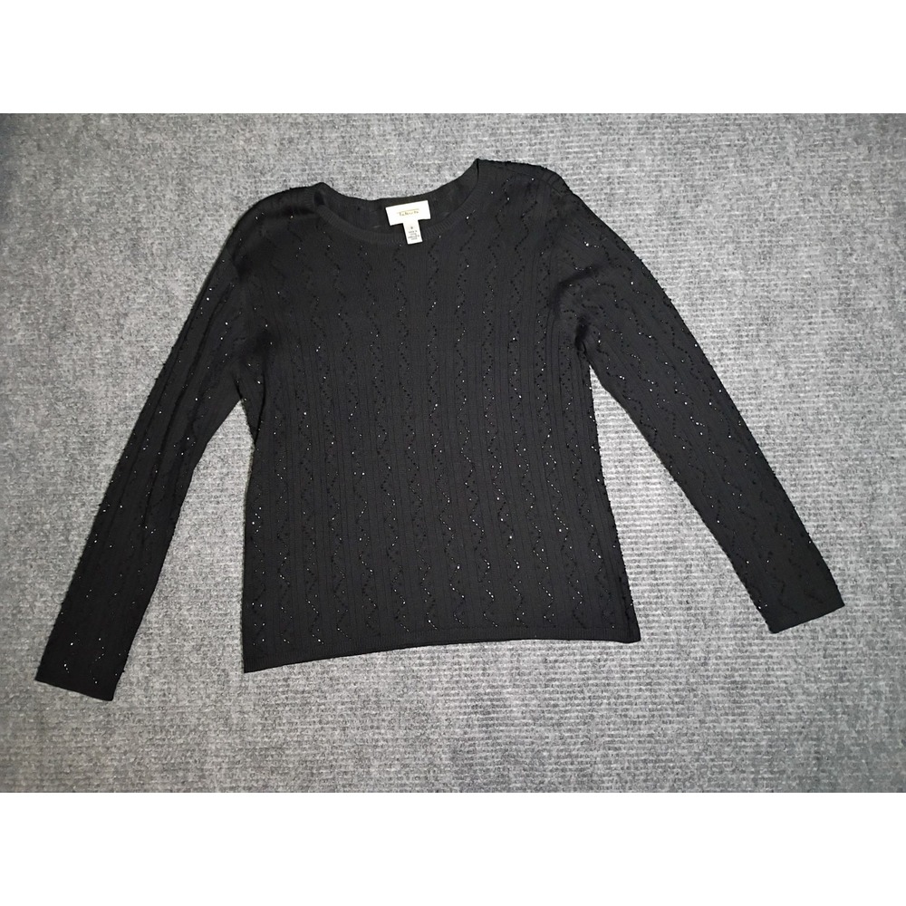 Talbots Petite Women's 100% Silk Black Sweater Size Small